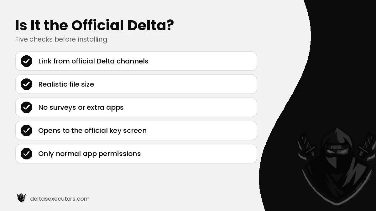 Checklist to identify the official Delta Executor download