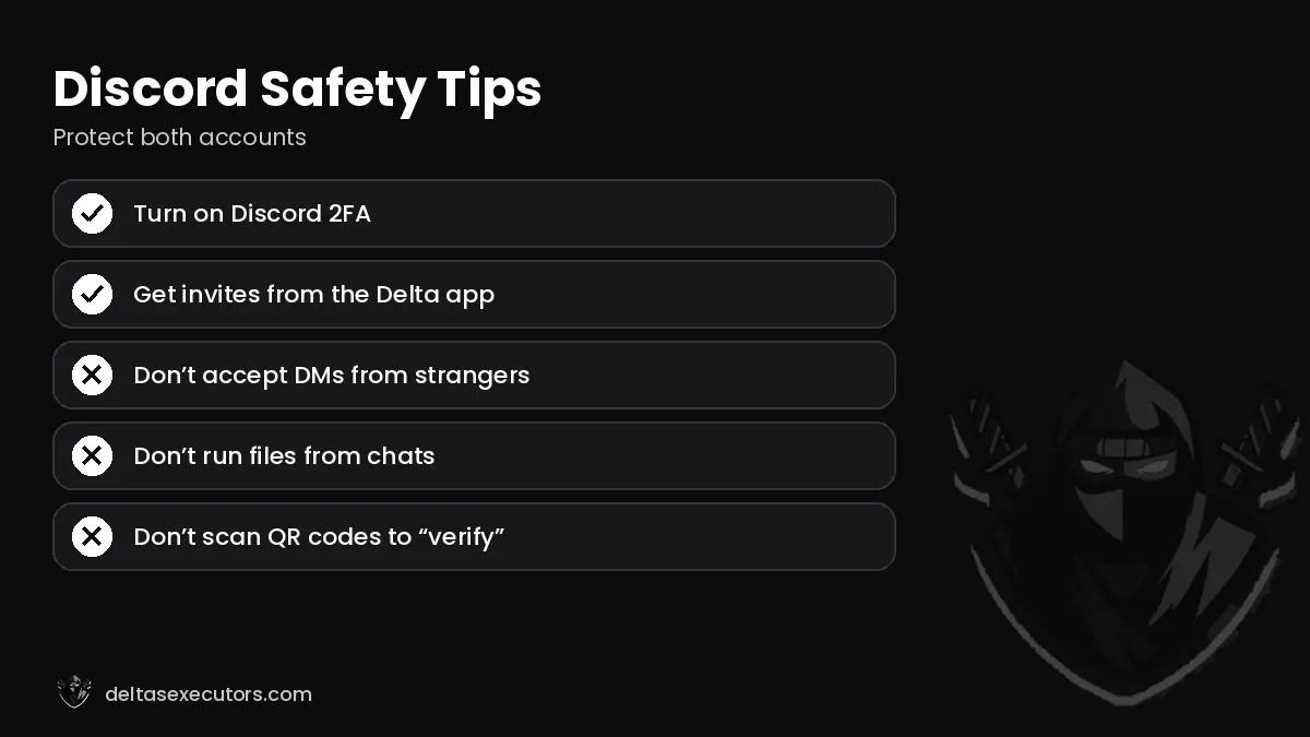 Discord safety tips for Delta Executor users